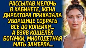 Рассыпав мелочь в кабинете, жена директора приказала уборщице собрать все до копейки… А взяв кошелёк