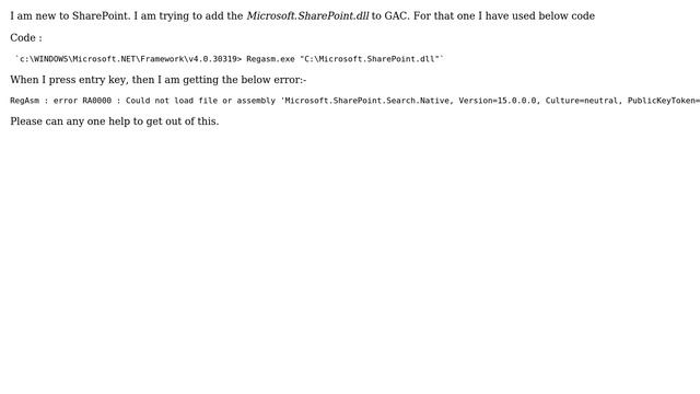 RegAsm : error RA0000 : Could not load file смотреть онлайн