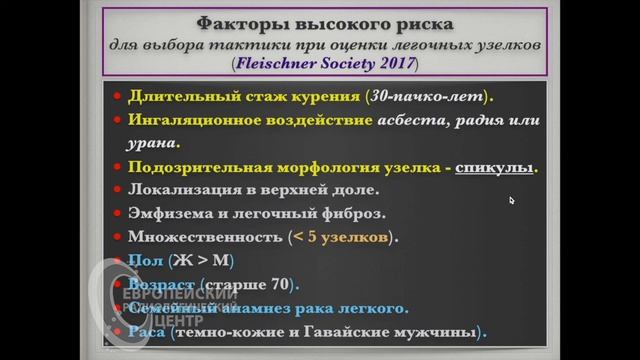 Часть 1. Опухоли легких - Флейшнервоские рекомендации по случайно выявленным узелкам. Андрей Мангов