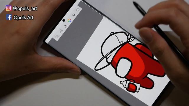 Drawing AMONG US Graffiti Character on Samsung Note 20 Ultra! смотреть онлайн