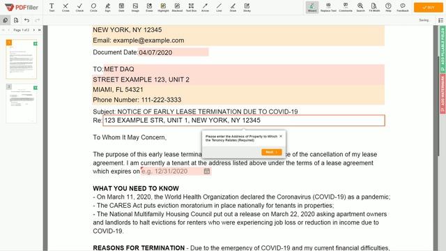 Tenant Notice - Early Lease Termination Letter - C O V I D | 2023 смотреть онлайн