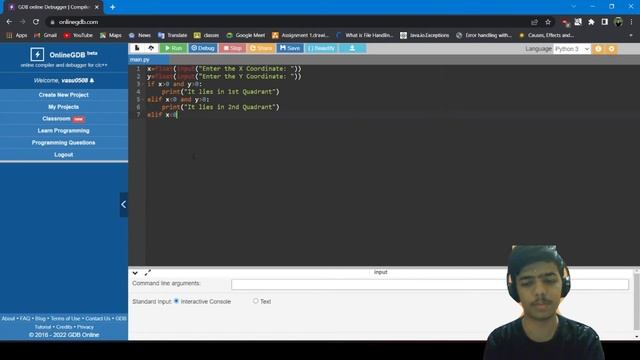 Program to check the location of given point on plane using Python смотреть онлайн