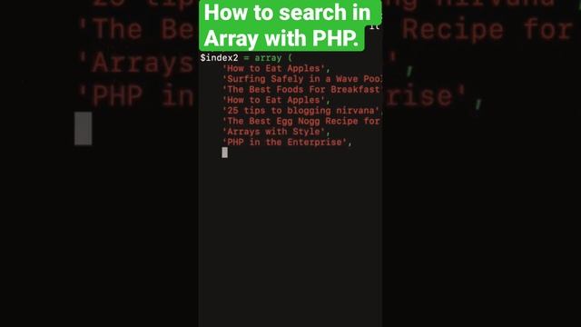 How to search in Array with PHP #array #php #coding #example #tutorial #beginners смотреть онлайн