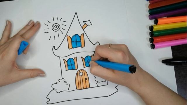Как нарисовать домик. Урок рисования для детей | Раскраски для детей смотреть онлайн