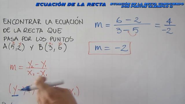 Ecuación de la recta conociendo dos puntos | Ejemplo 1 смотреть онлайн