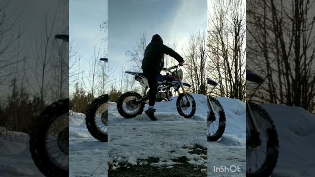 Покатушка на питбайке зимой, kayo krz 125 2017 обзор стант, дрифт отсечка смотреть онлайн