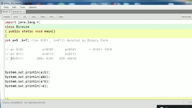 Bitwise Operators : Java Operators: Bitwise OR ,AND XOR, complement смотреть онлайн