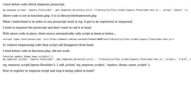 Wordpress: How to register or enqueue script and stop it being called in head? смотреть онлайн