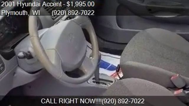 2001 Hyundai Accent GS 2dr Hatchback for sale in Plymouth, W смотреть онлайн