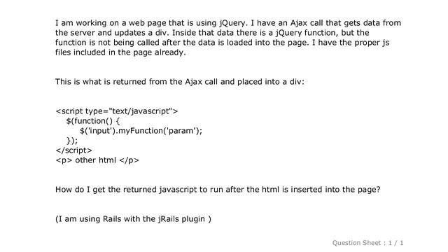 jQuery : Calling a jQuery function inside html return from an AJAX call смотреть онлайн