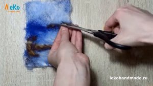 Картина из шерсти/ Осенний пейзаж в технике шерстяной акварели/Мастер-класс