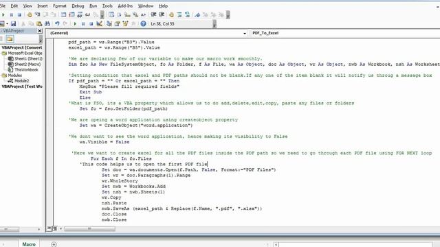 Excel VBA CONVERT ALL PDF FILES TO EXCEL SHEETS смотреть онлайн