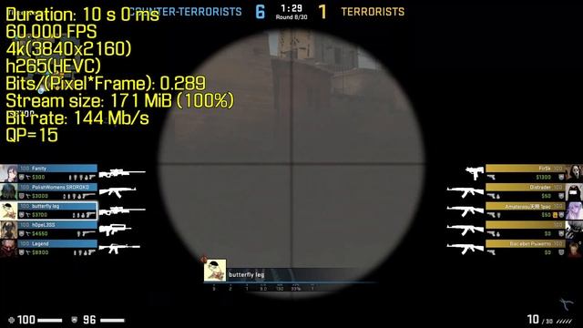 h265 hevc: which option is better for optimal bitrate and quality? Test Counter-Strike in 10s slice смотреть онлайн