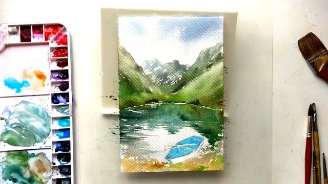Рисуем горы акварелью watercolor painting смотреть онлайн
