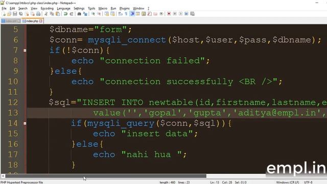 php tutorial MySQL Database hindi part 4 Insert Data смотреть онлайн