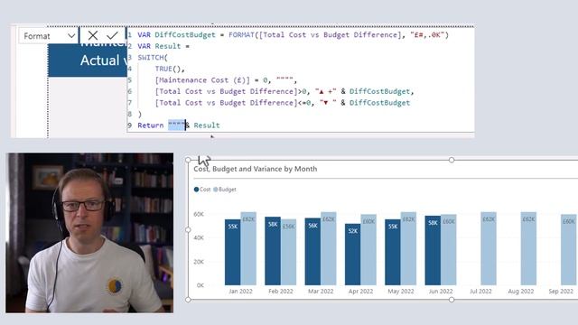 QT#90 - Adding a Budget vs Actual Variance Value to a Power BI Clustered Column Chart смотреть онлайн