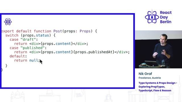 Type Systems & Props Design - Exploring PropTypes, TypeScript, Flow & Reason - Nik Graf смотреть онлайн