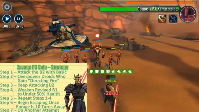 Star Wars Galaxy Of Heroes: Savage Opress Zeta Phase 3 HAAT Solo Guide