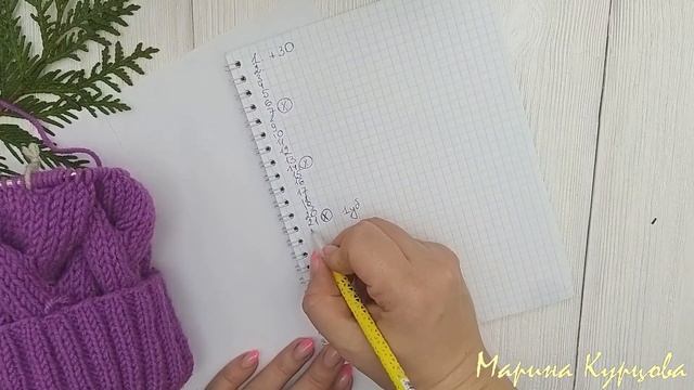 Шапка. Шапка косами. Коса из 18 петель. смотреть онлайн