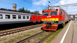 Отправление электропоезда ЭД9Т 0008 со станции Узуново