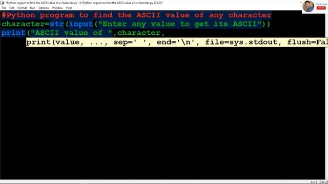 6. Python Program to find the ASCII Value of any character (only in 1 min) смотреть онлайн