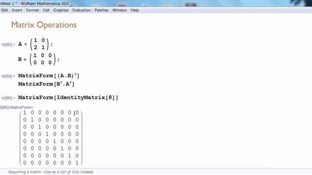 Mathematica Matrix Operations смотреть онлайн
