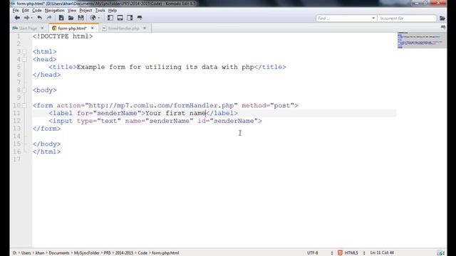 Developing a php file to receive form data смотреть онлайн