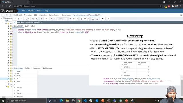 Postgres - WITH ORDINALITY Explained смотреть онлайн