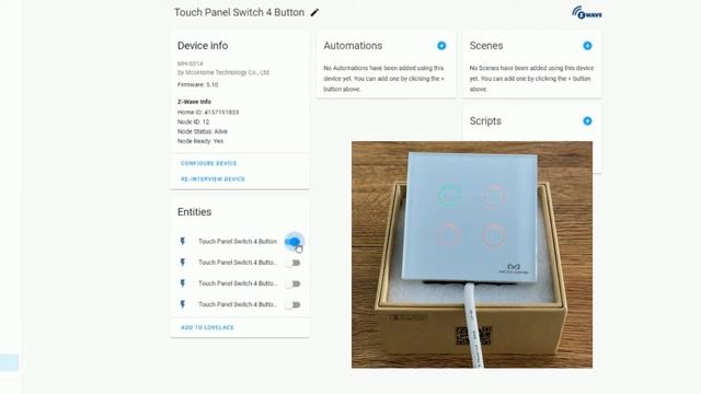 MCOHome Z Wave Touch Switch and Home Assistant смотреть онлайн