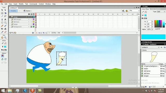 tutorial animation 2d (fat man walking) - macflash 8 смотреть онлайн