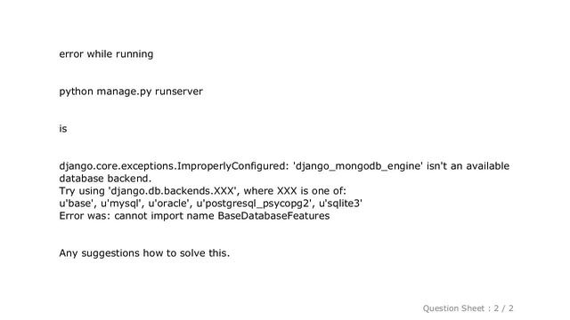 Django : django.core.exceptions.ImproperlyConfigured: 'django_mongodb_engine' isn't an available da смотреть онлайн