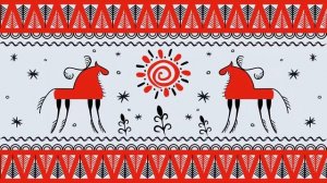 Русский народный орнамент. Мезенская роспись. Бесплатный футаж. Зацикленное видео.