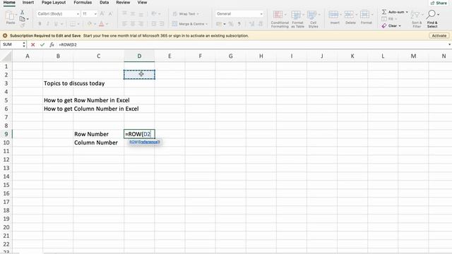 Ep - 5 - Get Row Number & Column Number in Excel смотреть онлайн