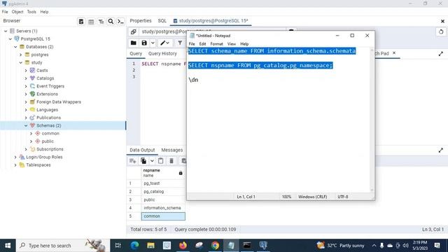 list all schemas in a postgresql database using psql and SQL Query postgreSQL 15 pgAdmin 4 tutoria смотреть онлайн