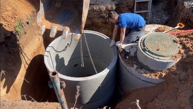 Недорогой переливной септик из бетонных колец на 3-4 человека. смотреть онлайн