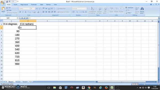 Converting Degrees to Radians using Excel смотреть онлайн