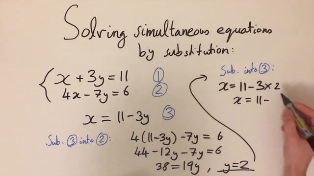 Solving simultaneous equations by substitution смотреть онлайн
