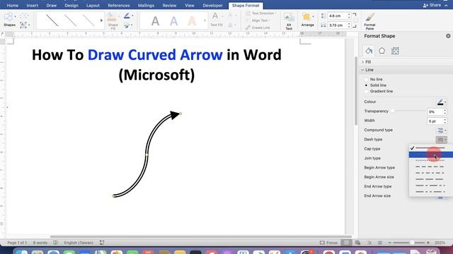 How To Draw Curved Arrow in Word ( Microsoft ) смотреть онлайн
