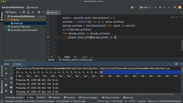 Random Walk Melody in the Dorian Mode - A Musical Python Coding Challenge смотреть онлайн