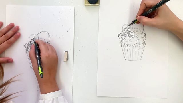 Скетчинг для детей. Урок 1 - Рисуем кекс. смотреть онлайн