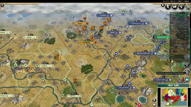 Civ 5 Gameplay [AI Only TEAMS Strategy] - Part 8