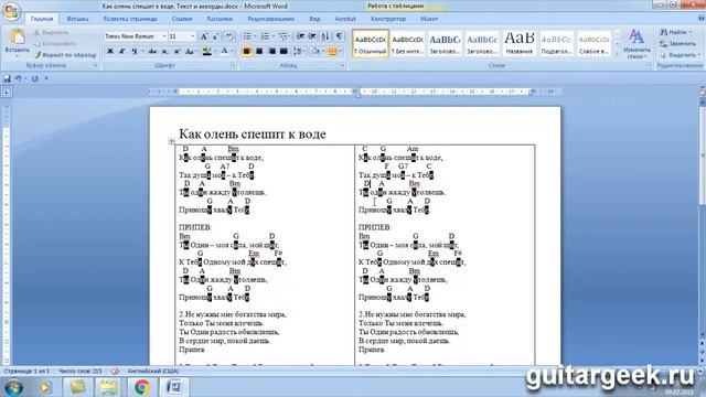 Транспонирование аккордов(песни) - вручную. Часть 1 из 3