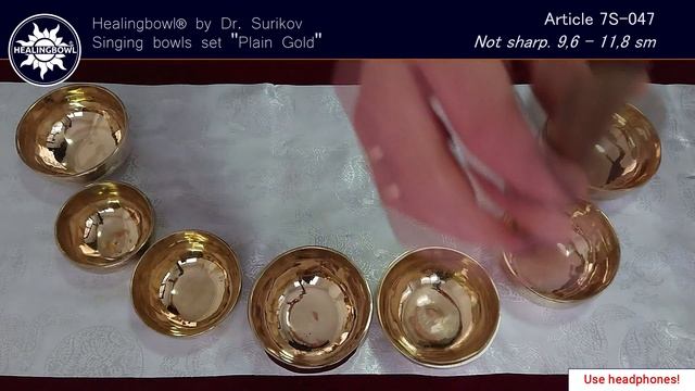 Forget singing bowls set "Plain Gold" Not sharp 9,6-11,8 sm. Article 7S-047 / Купить поющие чаши смотреть онлайн