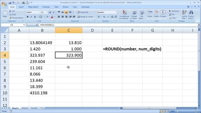 Formulas in Excel 1 - Round Numbers in Excel with Round Function to the Nearest Decimal or Integer смотреть онлайн