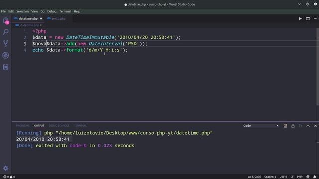Datas em PHP (classe DateTime) - Aula 32 смотреть онлайн