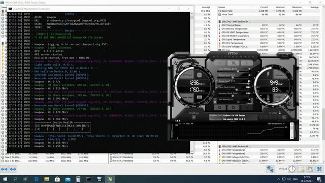 Radeon RX 570  KawPow RVN Mining Hashrate Test With Overclock
