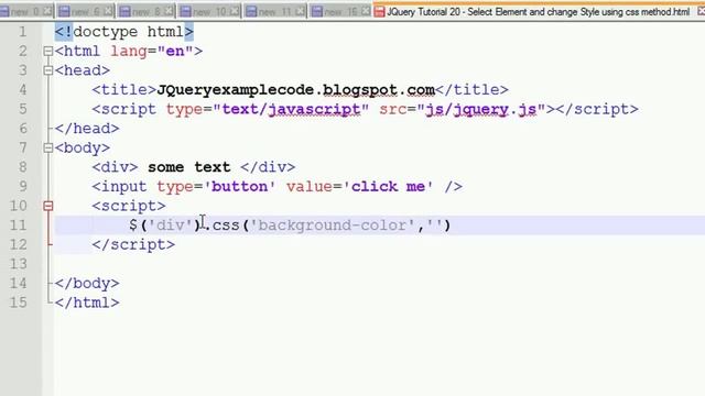 JQuery Tutorial 20 - Select Element and change Style using css method смотреть онлайн