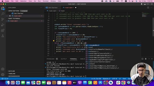 Part-17-1 Dart Nested If-else Statement Electricity Bill Calculator || Dart Programming Tutorials смотреть онлайн