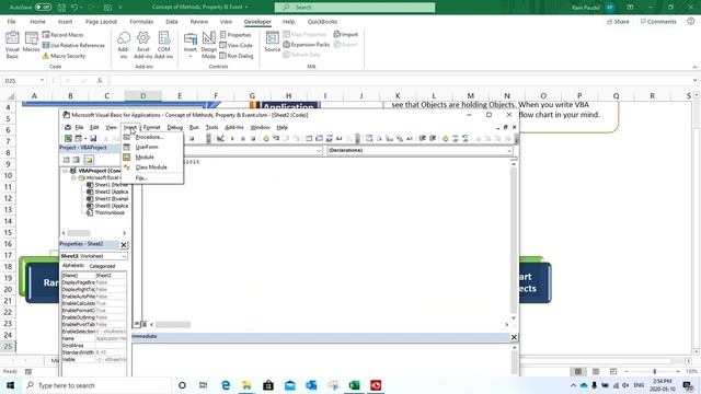 Excel VBA - Concepts of Properties, Methods, Events, Objects Hierarchy Flow Chart смотреть онлайн