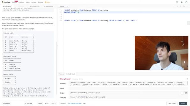 LeetCode 1355: Activity Participants [SQL] смотреть онлайн